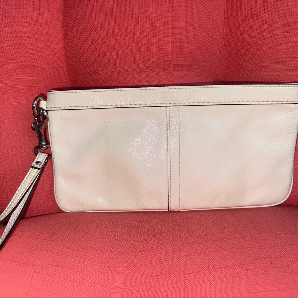 Coach Cream Leather Wristlet